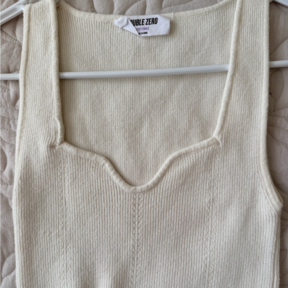 Double Zero Cream Ribbed Tank Top - Picture 3 of 7
